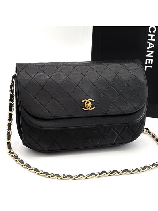 Chanel Handbags - Chanel Quilted Chain Shoulder Bag Black Lambskin
